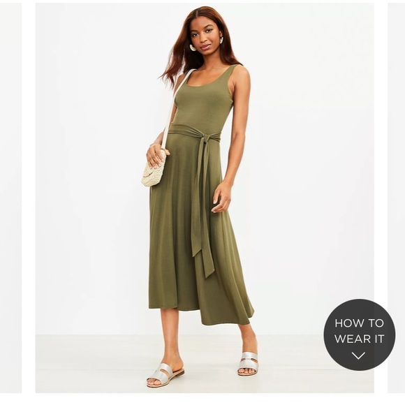 NWT Loft tie waist midi dress - Picture 2 of 4